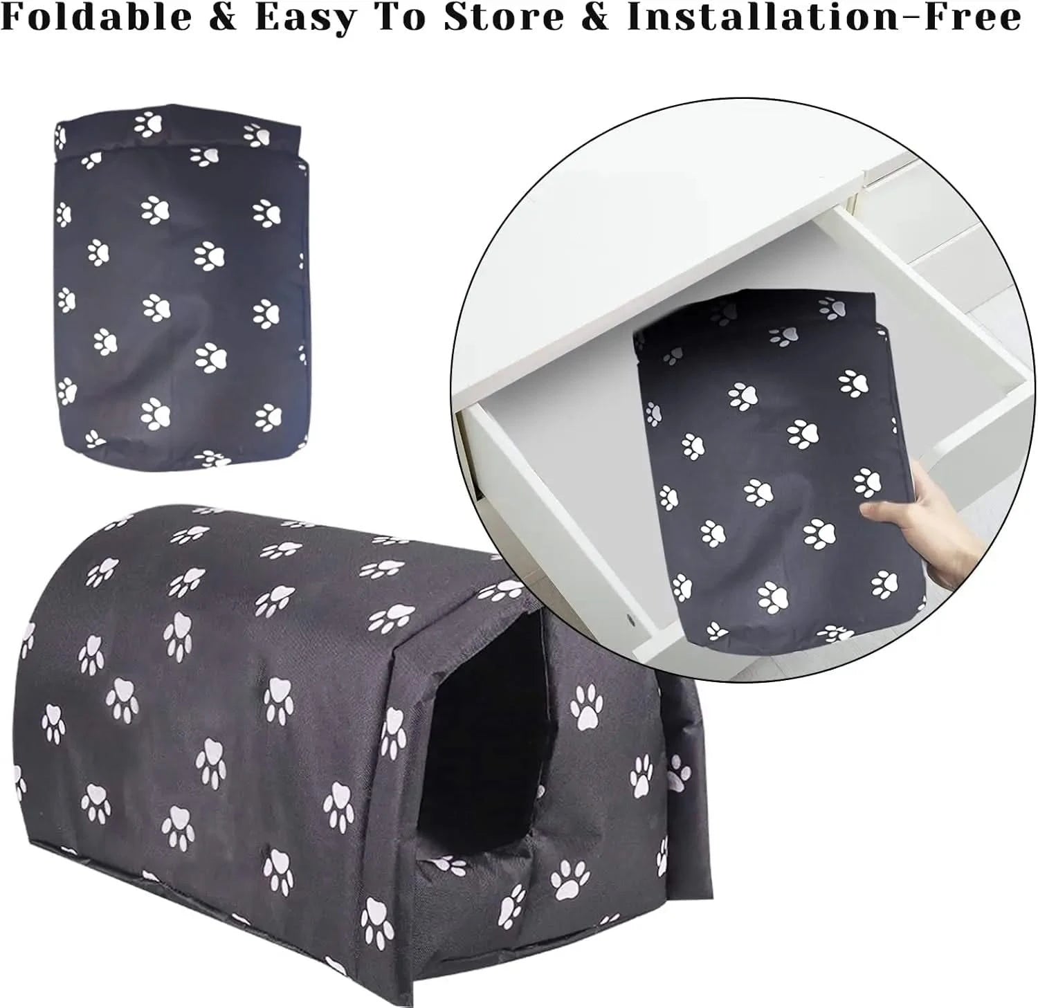 Fhiny Waterproof Outdoor Pet Shelter: Foldable Warm Cave for Stray Cats