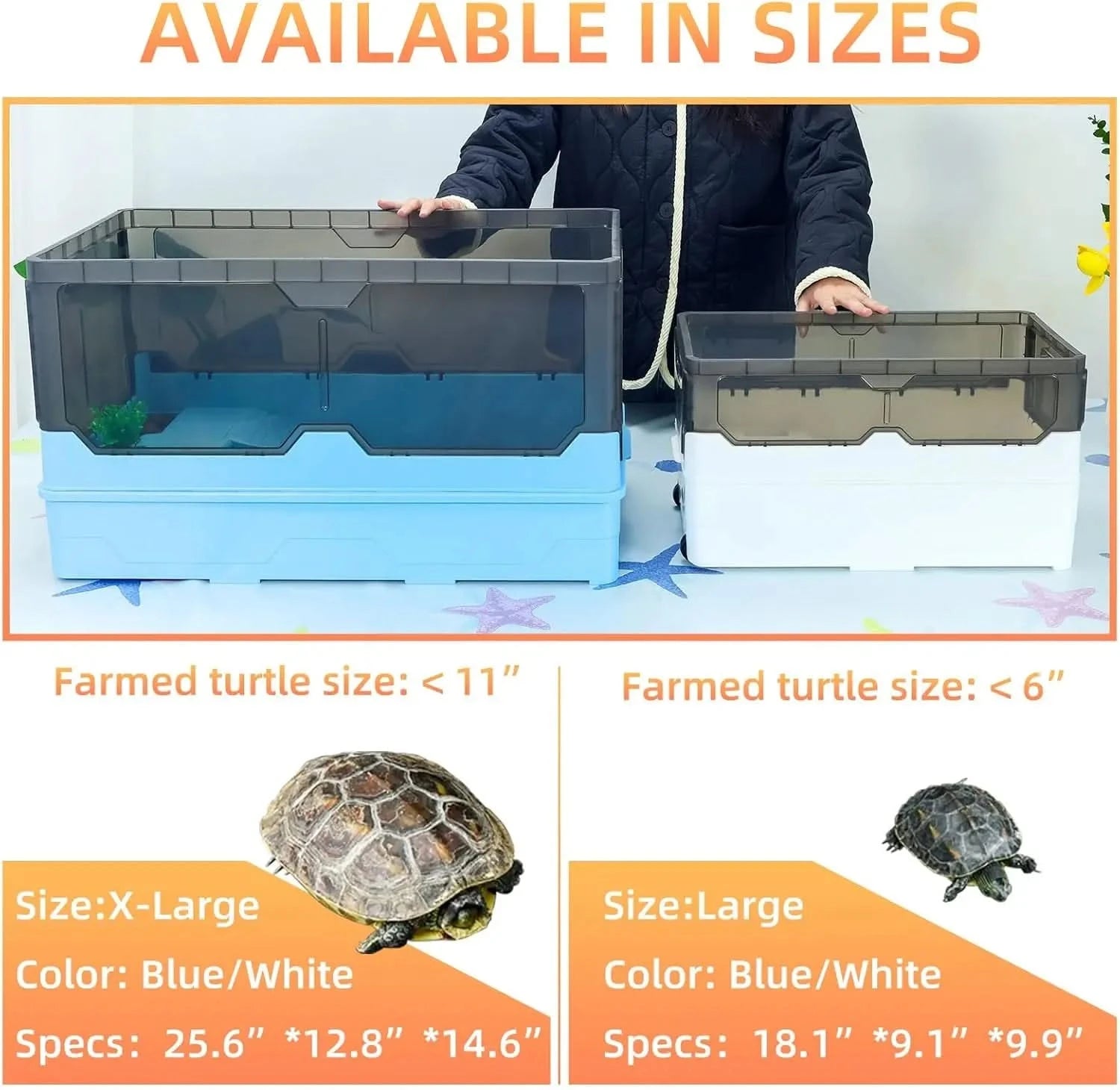 RunDuck XL Blue Turtle Habitat: Advanced Filtration, Heat Lamp, Water Pump