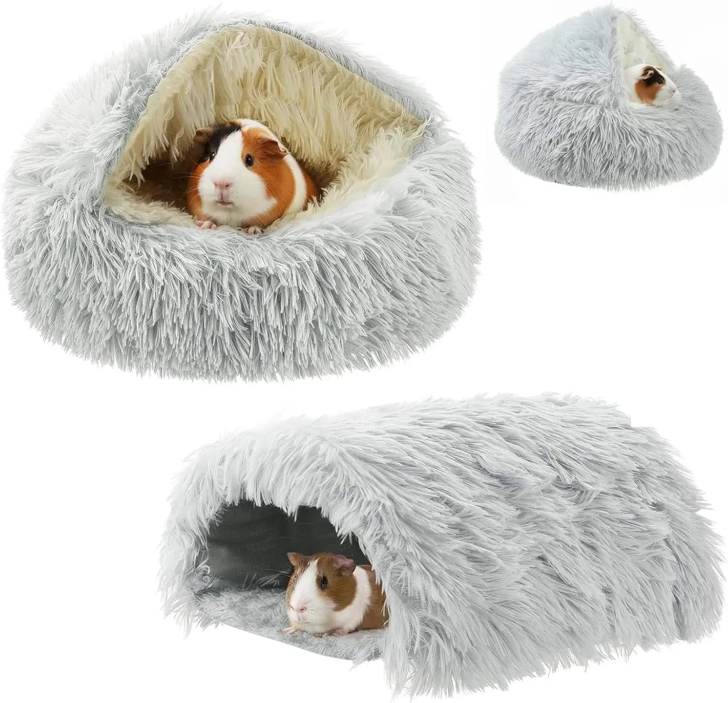 2-Pack Washable Guinea Pig Hideout & Tunnel Bed – Cozy Play Toy for Small Animals