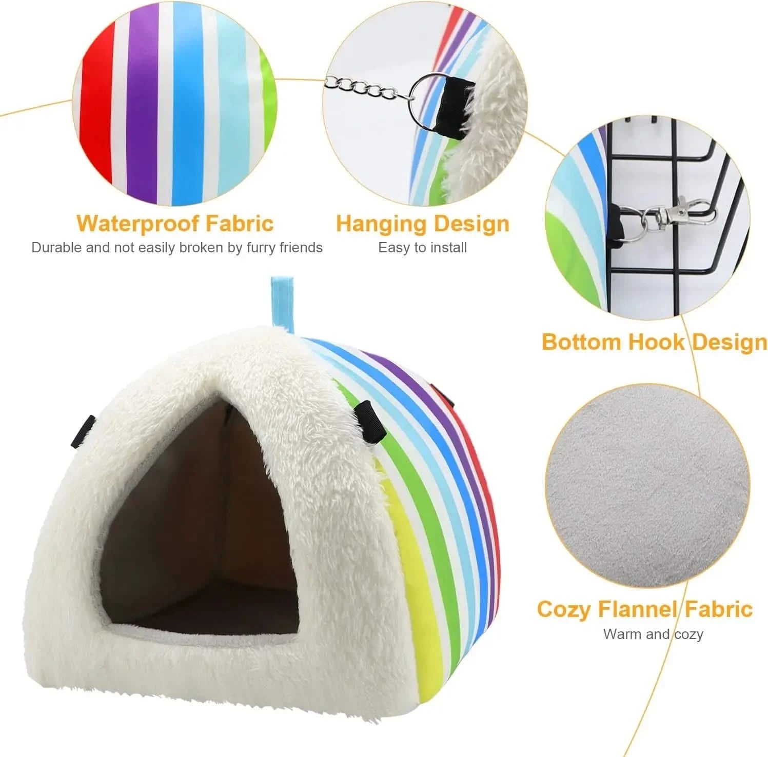 Wontee Large Rainbow Cozy Cave Small Pet Bed for Guinea Pigs, Hamsters & Hedgehogs