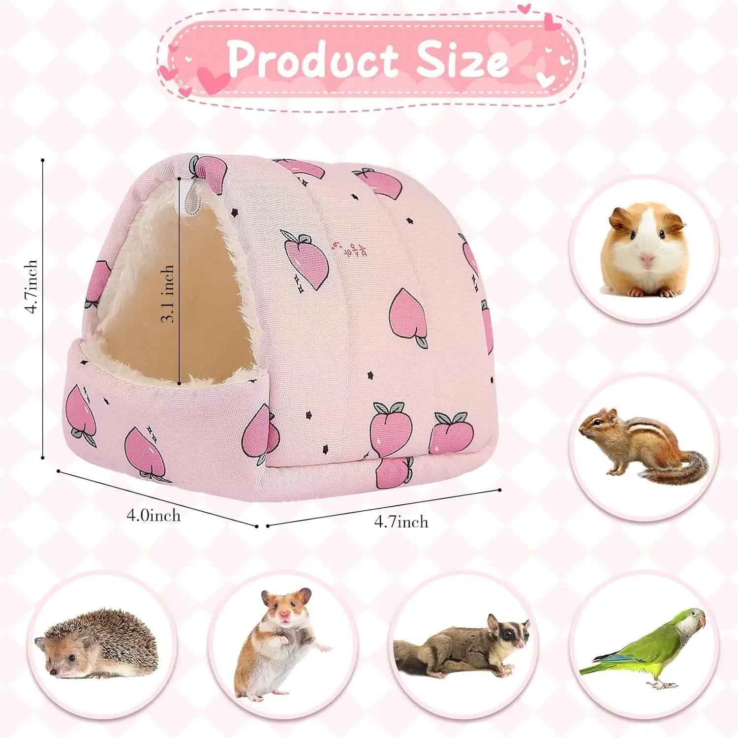 Soft Pink Plush Hamster Hideout Bed - Cozy Nest for Dwarf Rodents