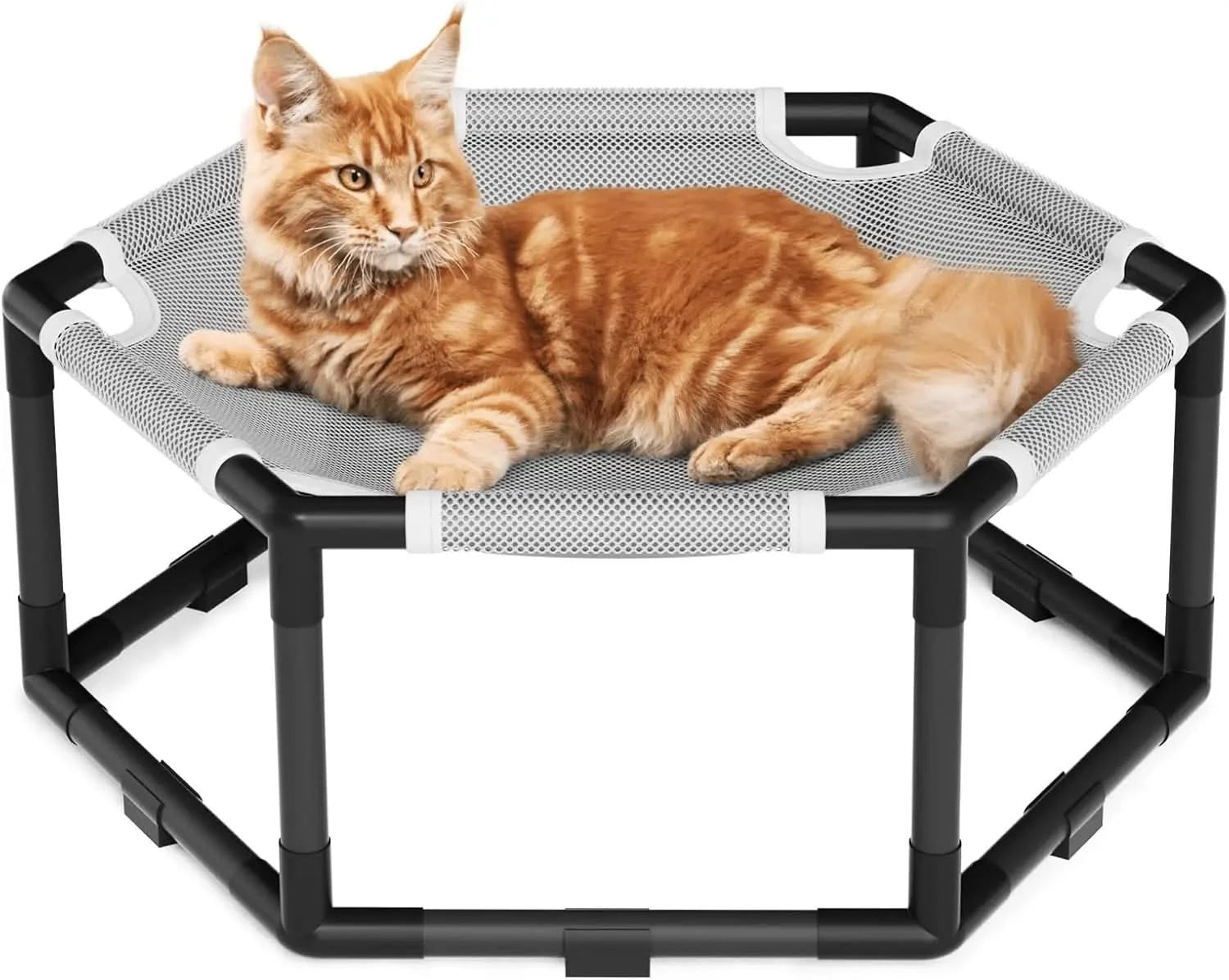Tresbro Elevated Hexagon Cat Hammock - Breathable Indoor Outdoor Pet Swing Bed