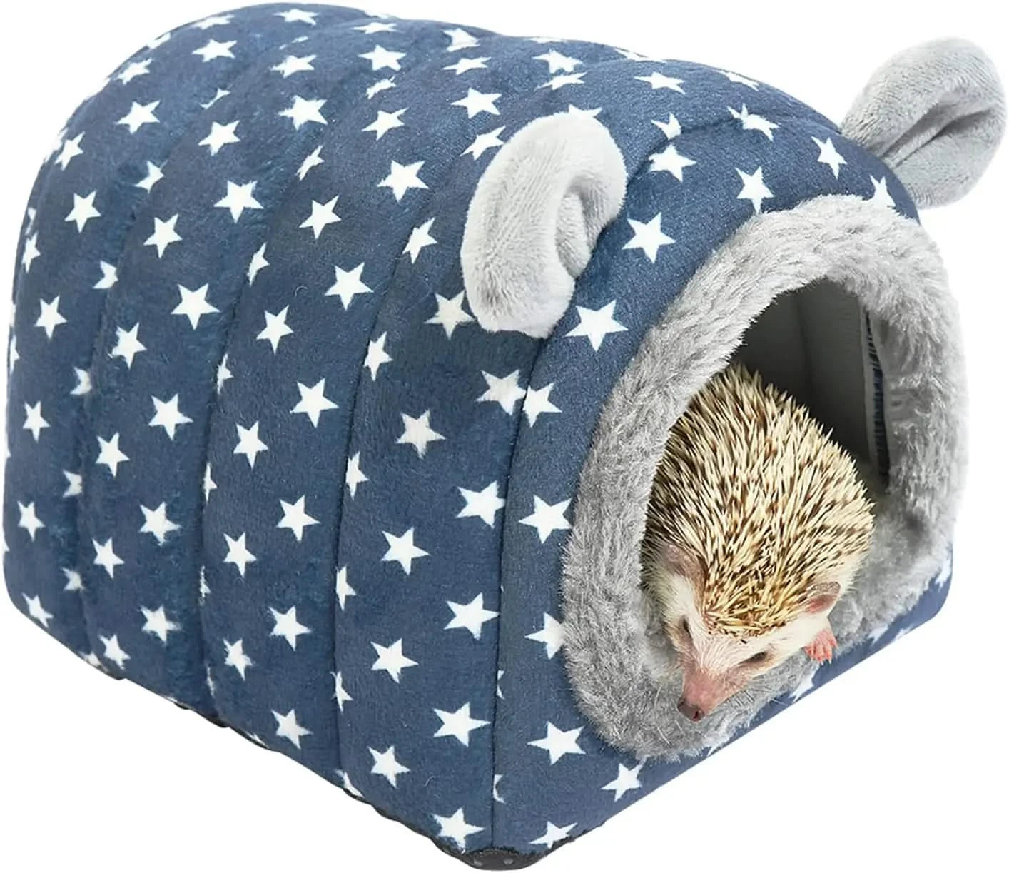 Plush Hedgehog Hideout Bed Cave: Warm, Cozy House for Small Animals & Hamsters