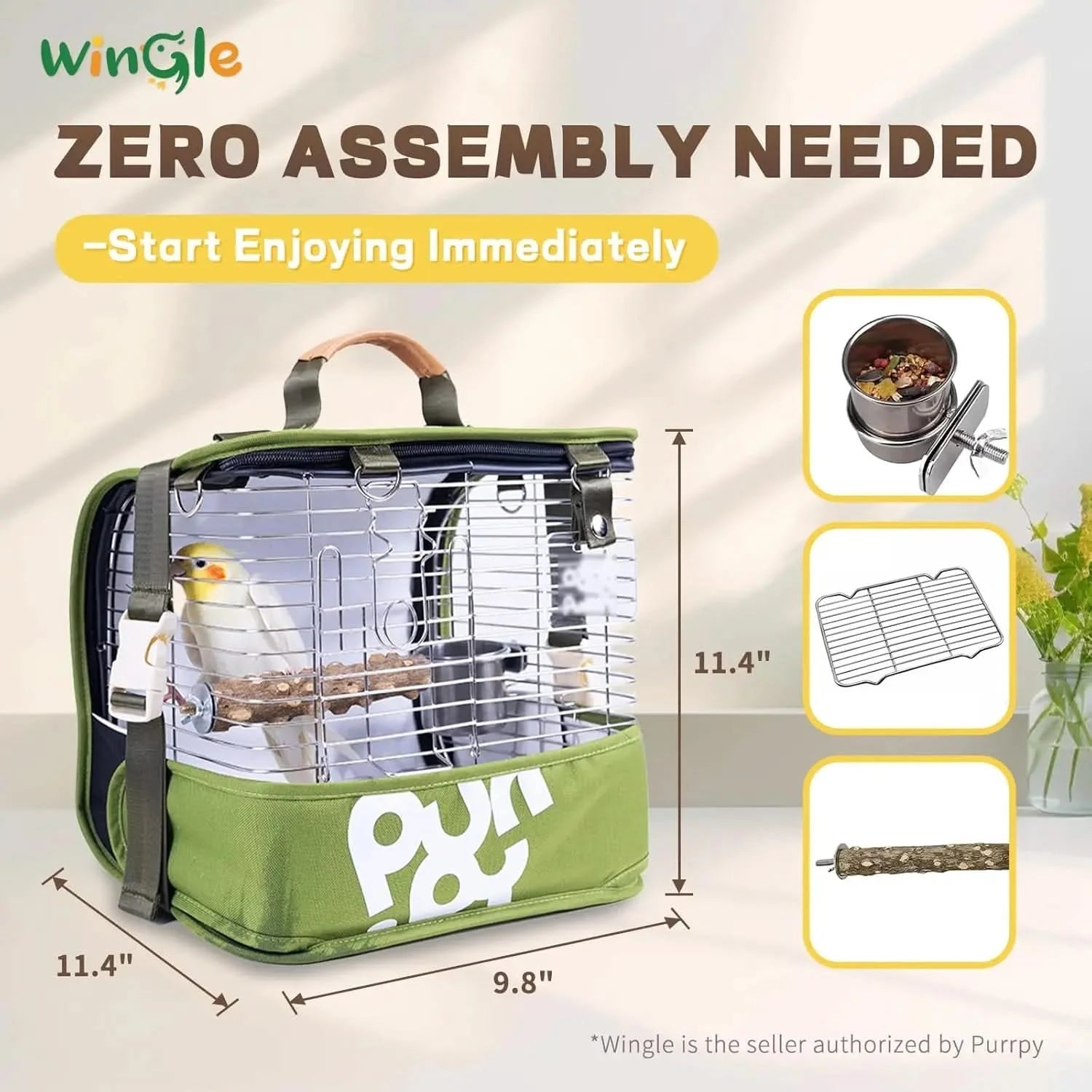 Wingle 4-in-1 Compact Bird Carrier Backpack Travel Cage for Small Parrots