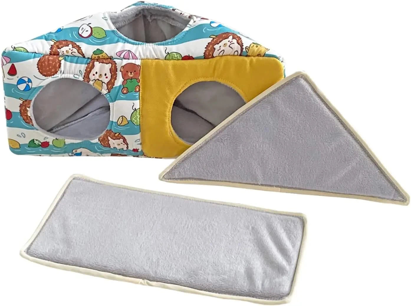 Cozy Fleece Corner Hideout Cave for Small Pets: Hedgehog, Hamster, Ferret, Glider