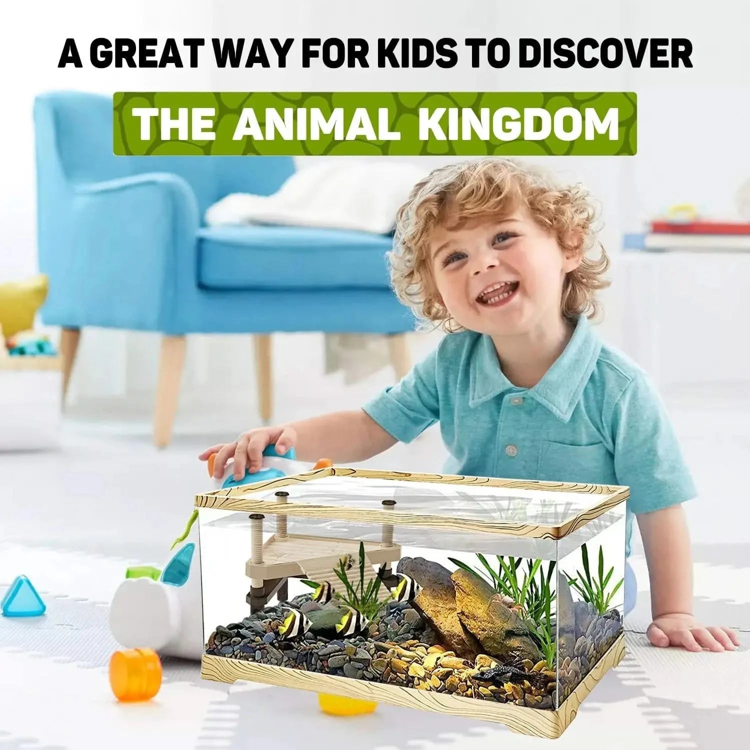 Premium Shatter-Resistant Turtle Tank with Basking Platform & Easy Drainage System