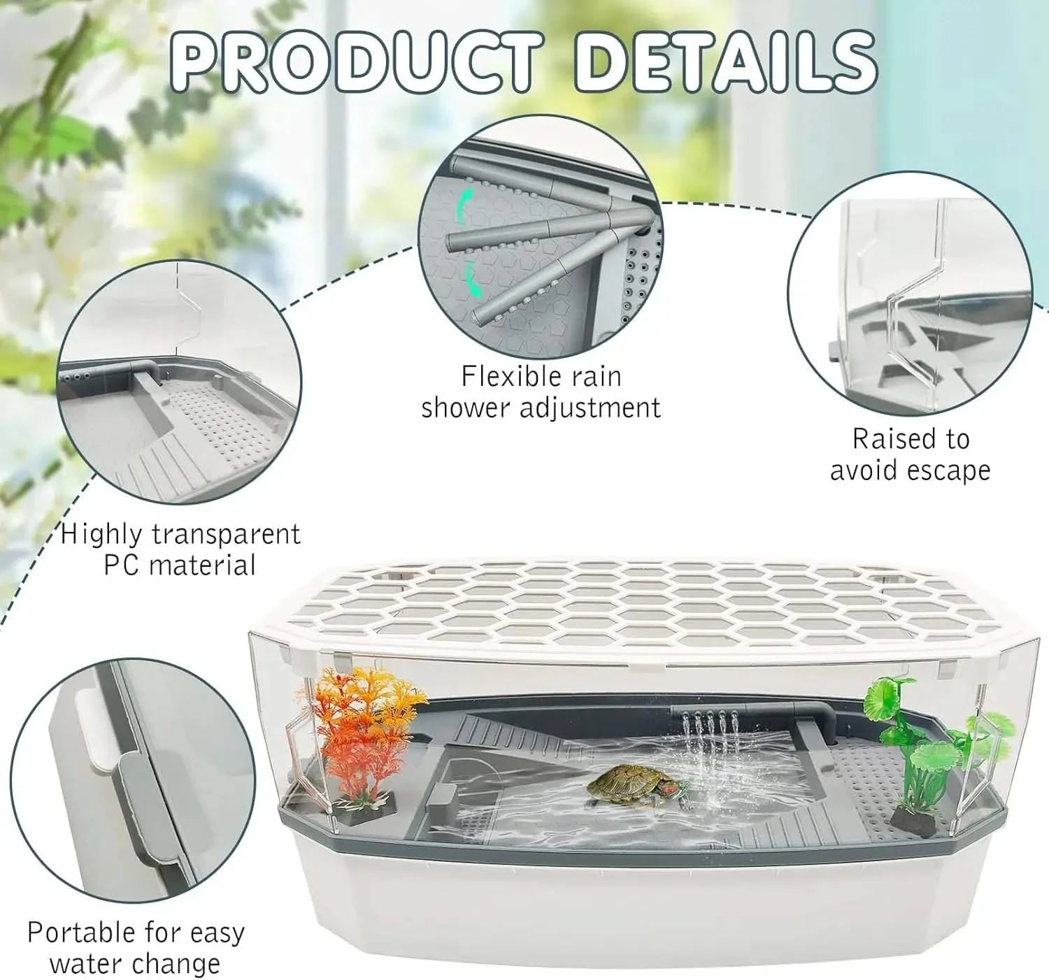 Hamiledyi Multi-Zone Acrylic Turtle Tank: Lid, Pump, Easy Clean Habitat