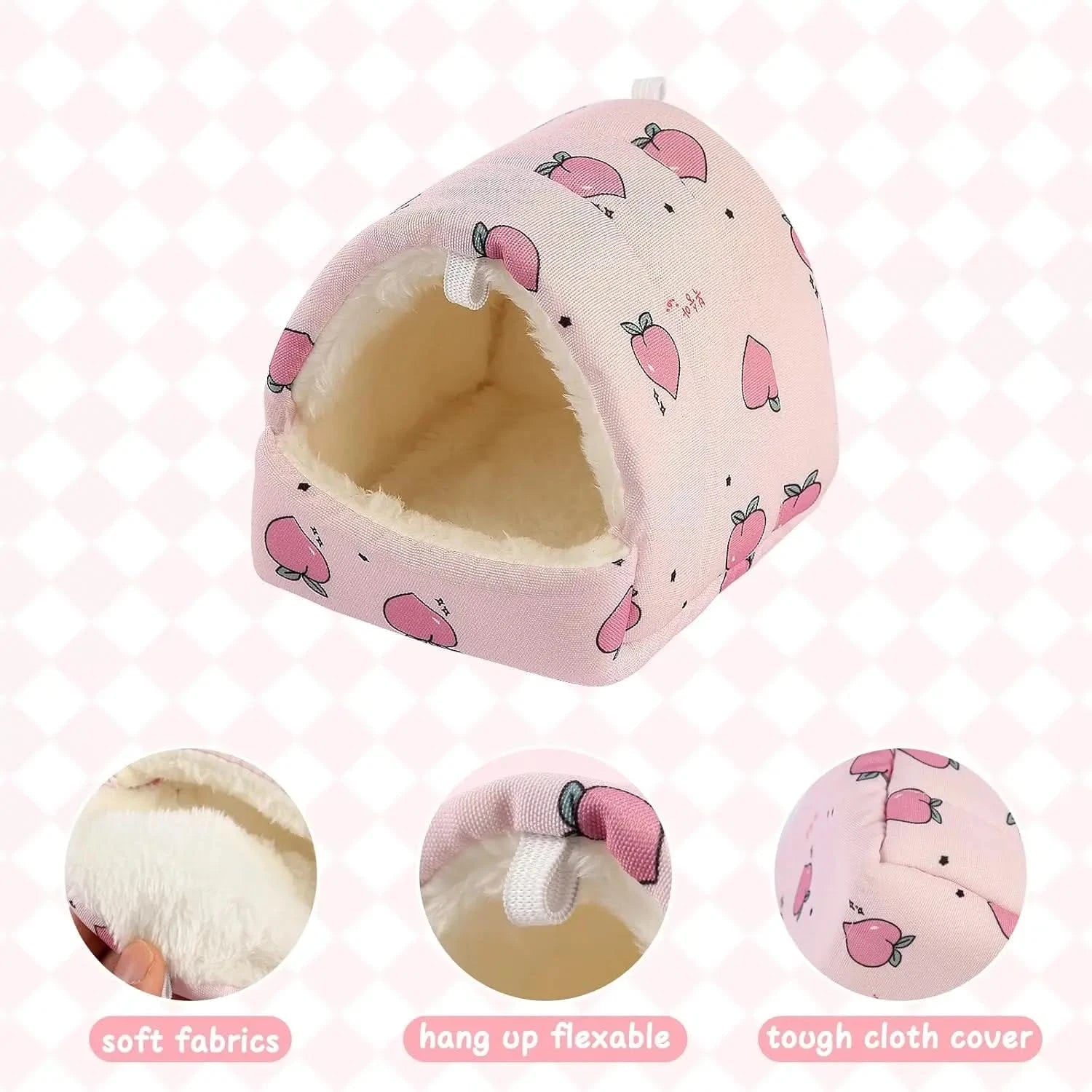 Soft Pink Plush Hamster Hideout Bed - Cozy Nest for Dwarf Rodents