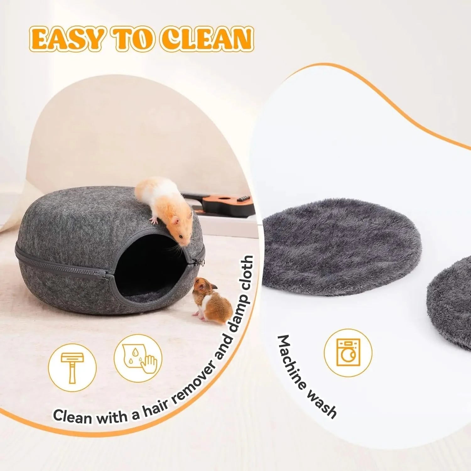 Premium Dual-Function Small Pet Hideout Bed for Guinea Pigs, Hamsters