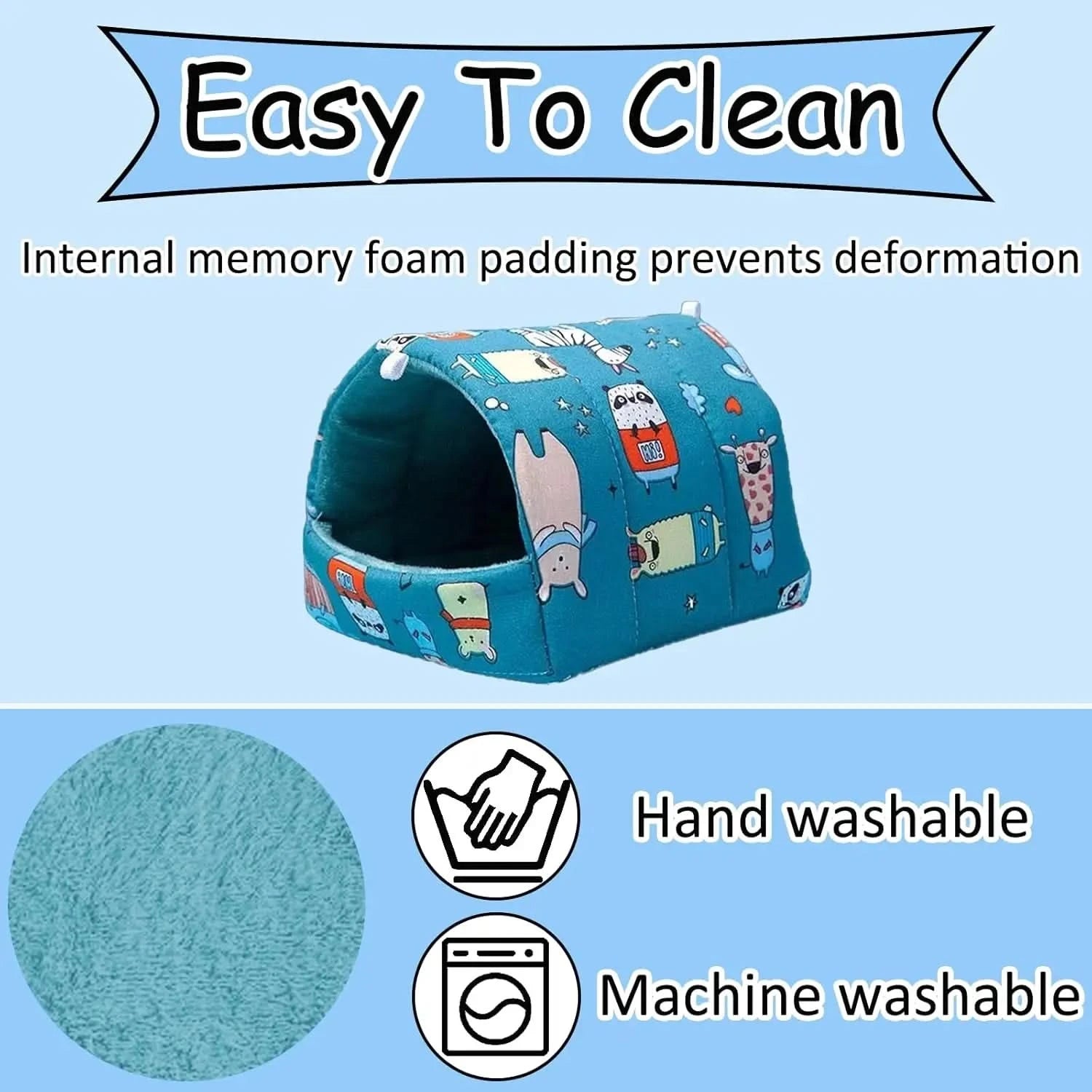 Cozy Washable Guinea Pig Hideout Bed - 2 Pack Small Animal Cage Accessories