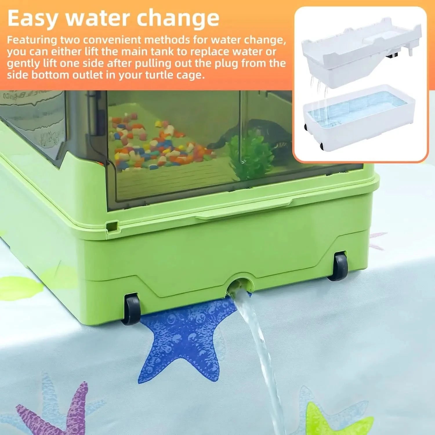 All-in-One Turtle Habitat Tank Kit: Fresh Filtration, Heat Lamp, Waterplay, Easy Clean
