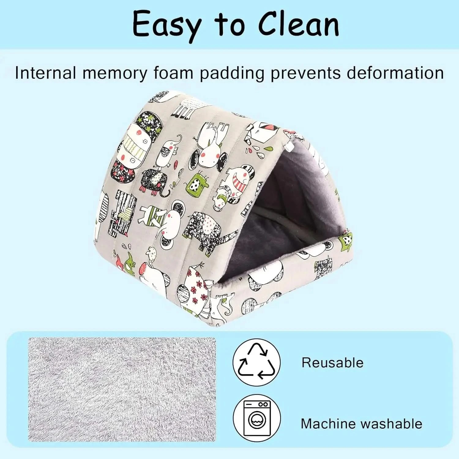 UPINS 2-Pack Washable Guinea Pig Hideout Bed for Small Animals & Rodents
