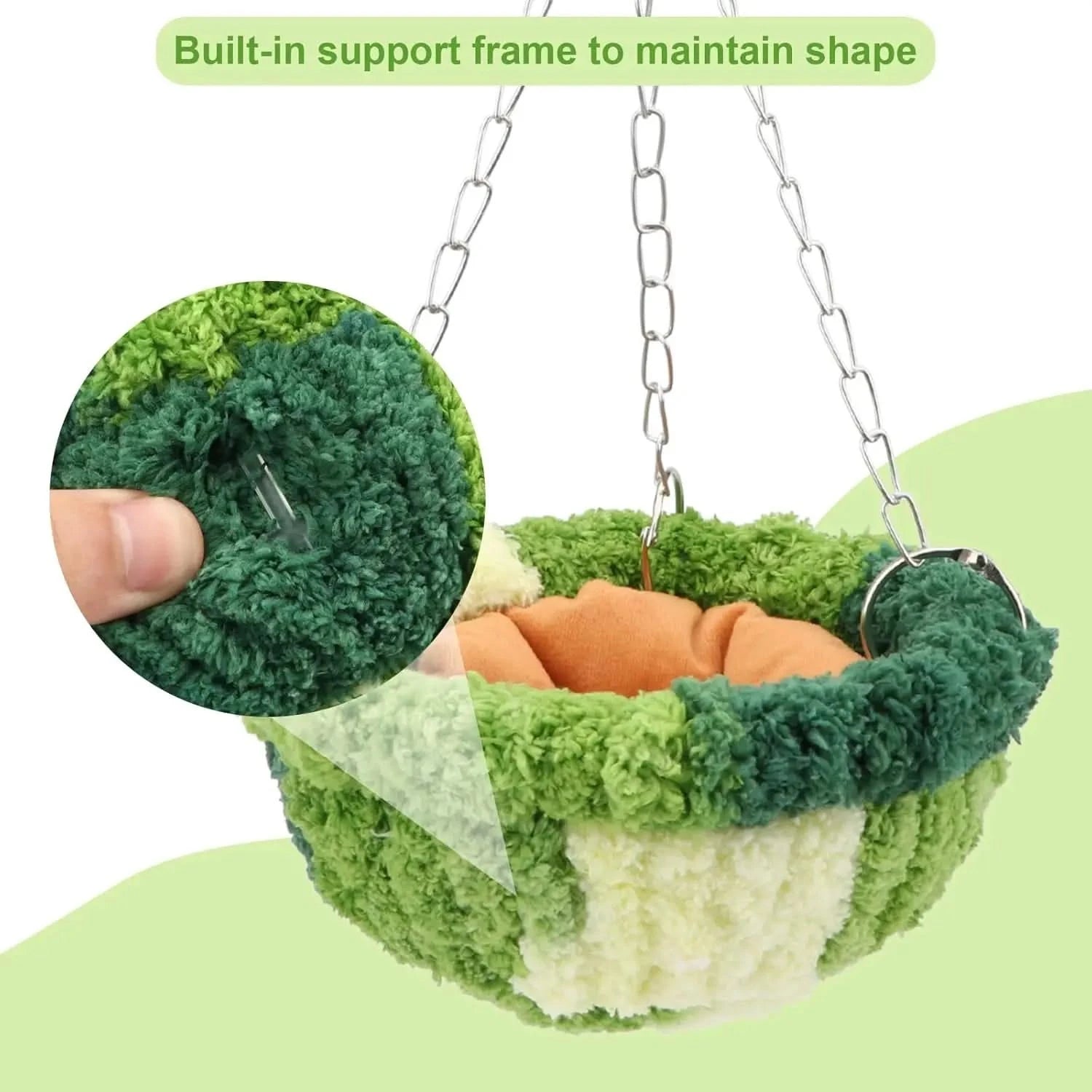 Wontee Soft Flannel Bird Nest Bed: Hanging Hammock for Small Parrots