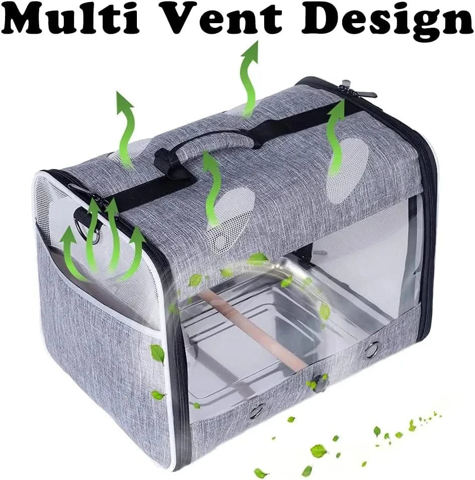 Ventilated Bird Travel Carrier Backpack with Perch, Airline Approved for Parrots, Hiking