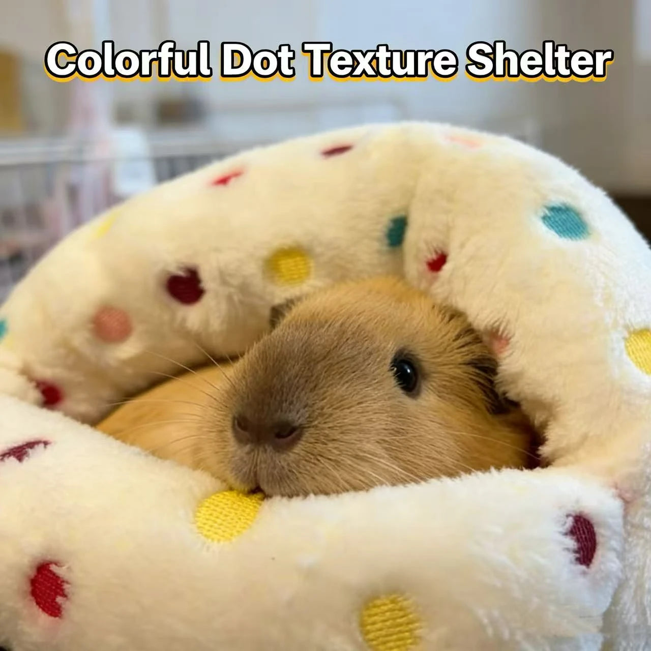 Comfort Rest Hamster Nest for Hamsters - Polka Dot Plush White Multi-Color