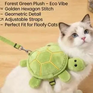 Escape-Proof Cat Harness Backpack: Turtle Design, Plush Fabric
