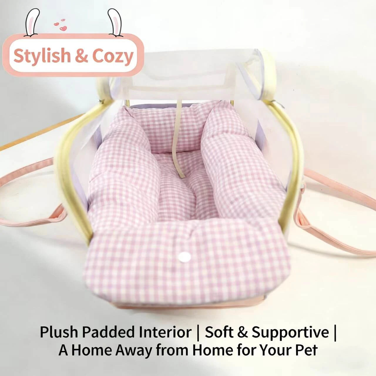 Transparent Cat & Dog Carrier Bag - Spacious, Portable, Pink