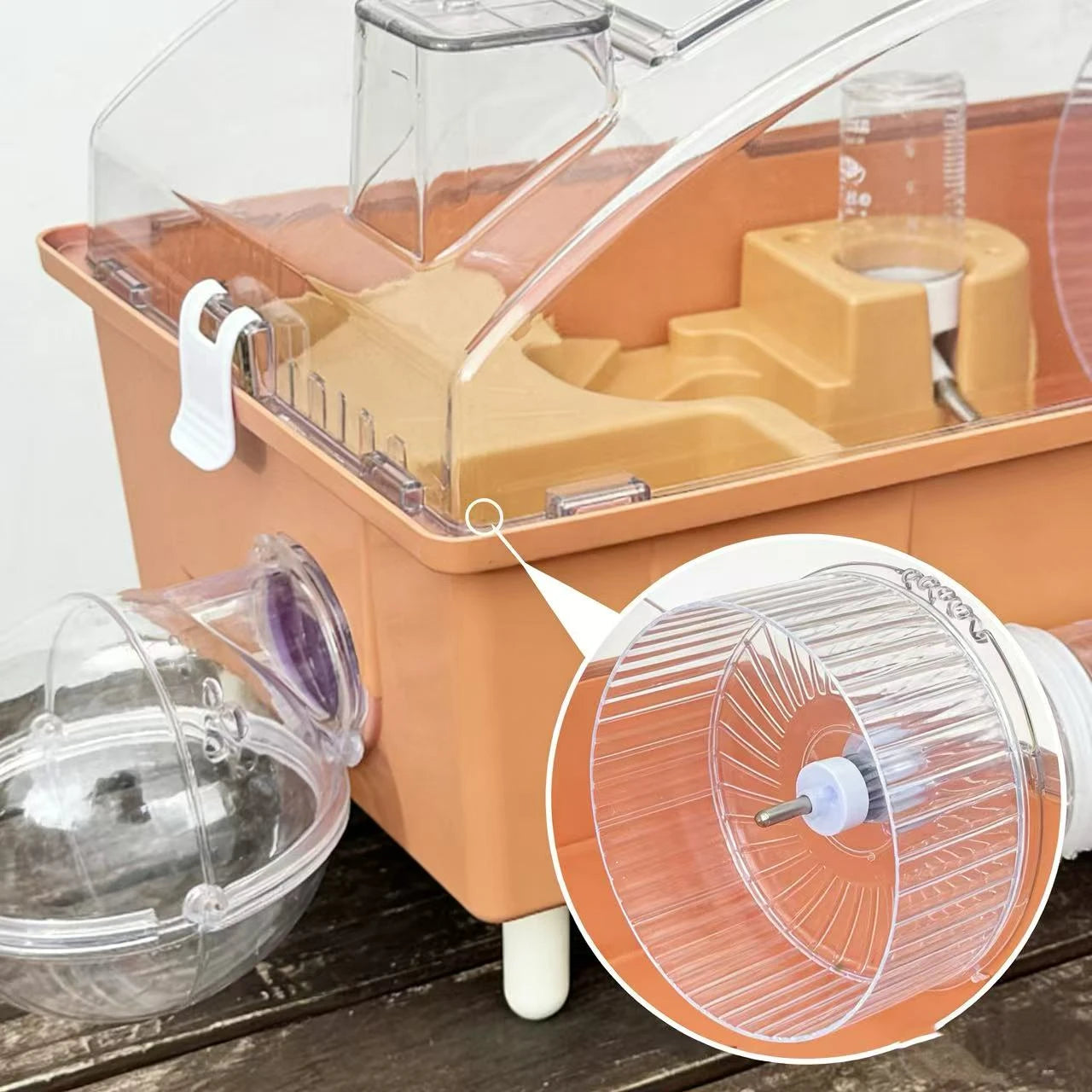 Habitat & Play Hamster Cage for Hamsters - Tube/Roller/Water Bottle Transparent Ventilated Multi-Color Plastic