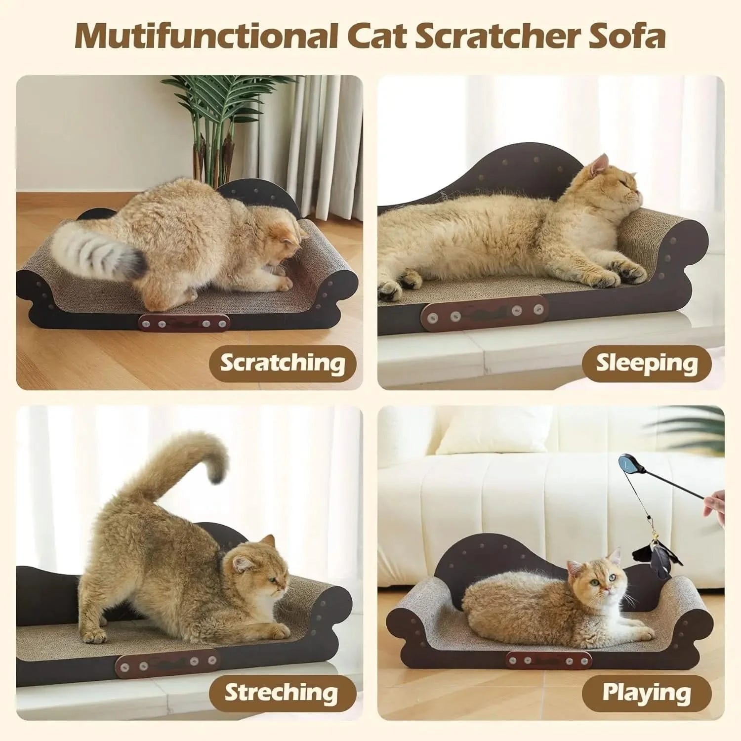 ComSaf 26-inch Extra Large Cat Scratcher Bed Lounge Durable Cardboard Couch