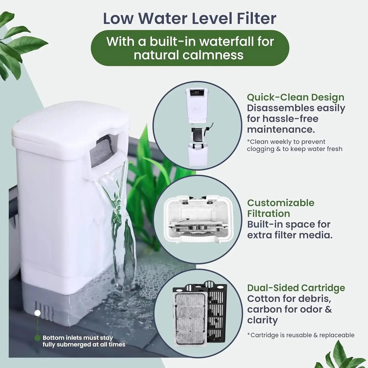 Complete Small Aquatic Turtle Habitat Kit: Filter, UVB Lamp, Basking Platform, Plants