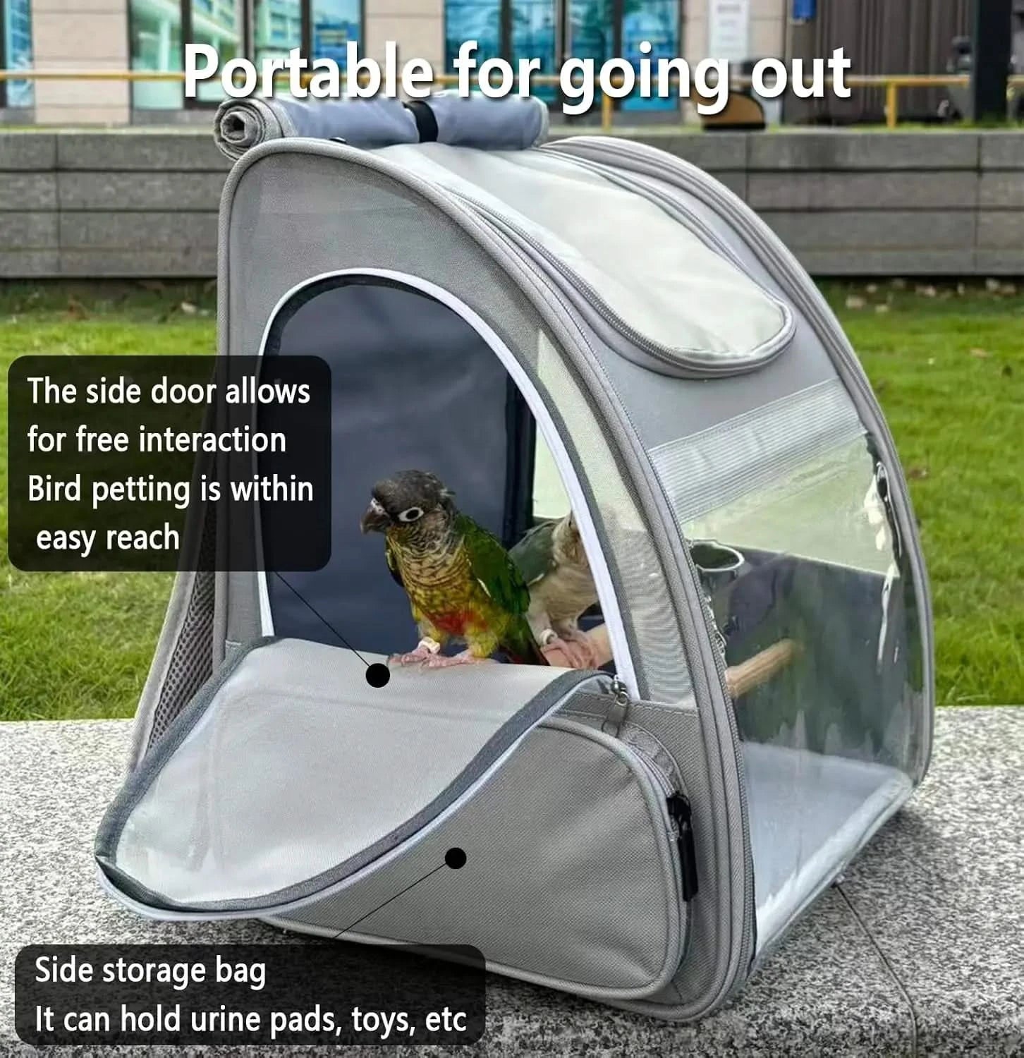 Portable Bird Carrier Backpack: Travel Cage for Small Parrots, Cockatiels, Finches