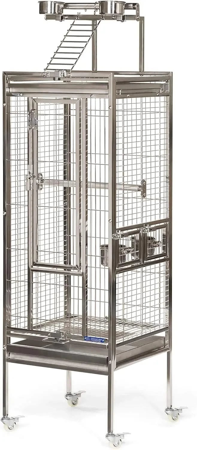 Prevue Stainless Steel Playtop Bird Cage: Durable, Secure, Easy Clean for Parrots