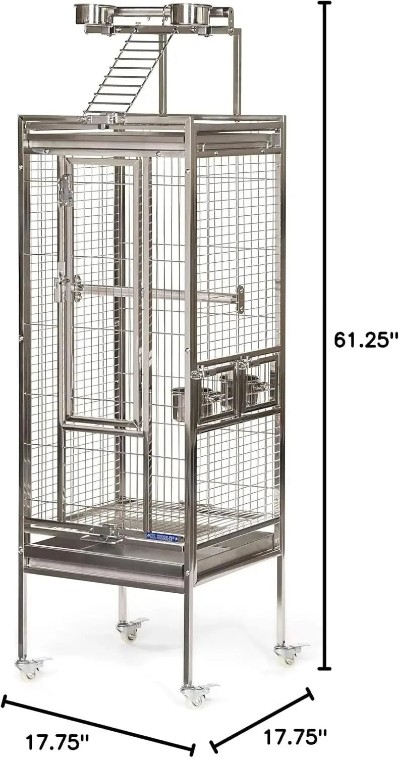 Prevue Stainless Steel Playtop Bird Cage: Durable, Secure, Easy Clean for Parrots
