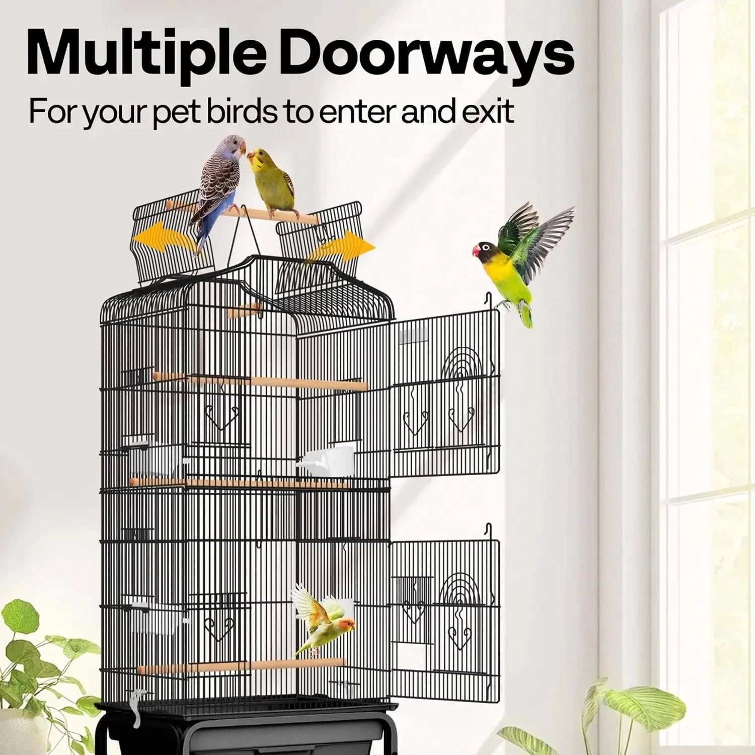 VIVOHOME 64-Inch Play Top Bird Cage: Rolling Stand for Parrots, Conures