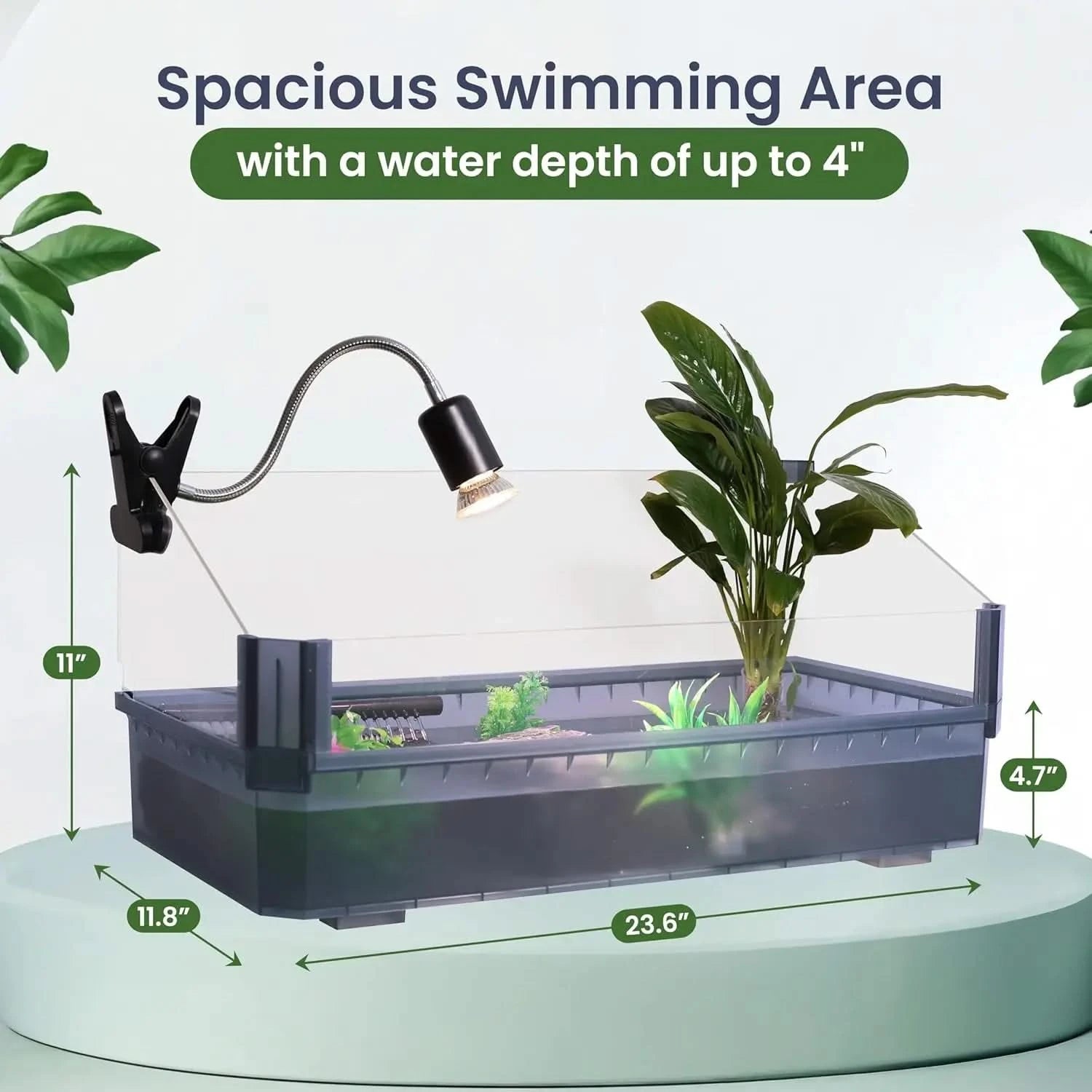 Premium Large Aquatic Turtle Starter Kit: Filter, UVB, Basking, Plants, Easy Clean