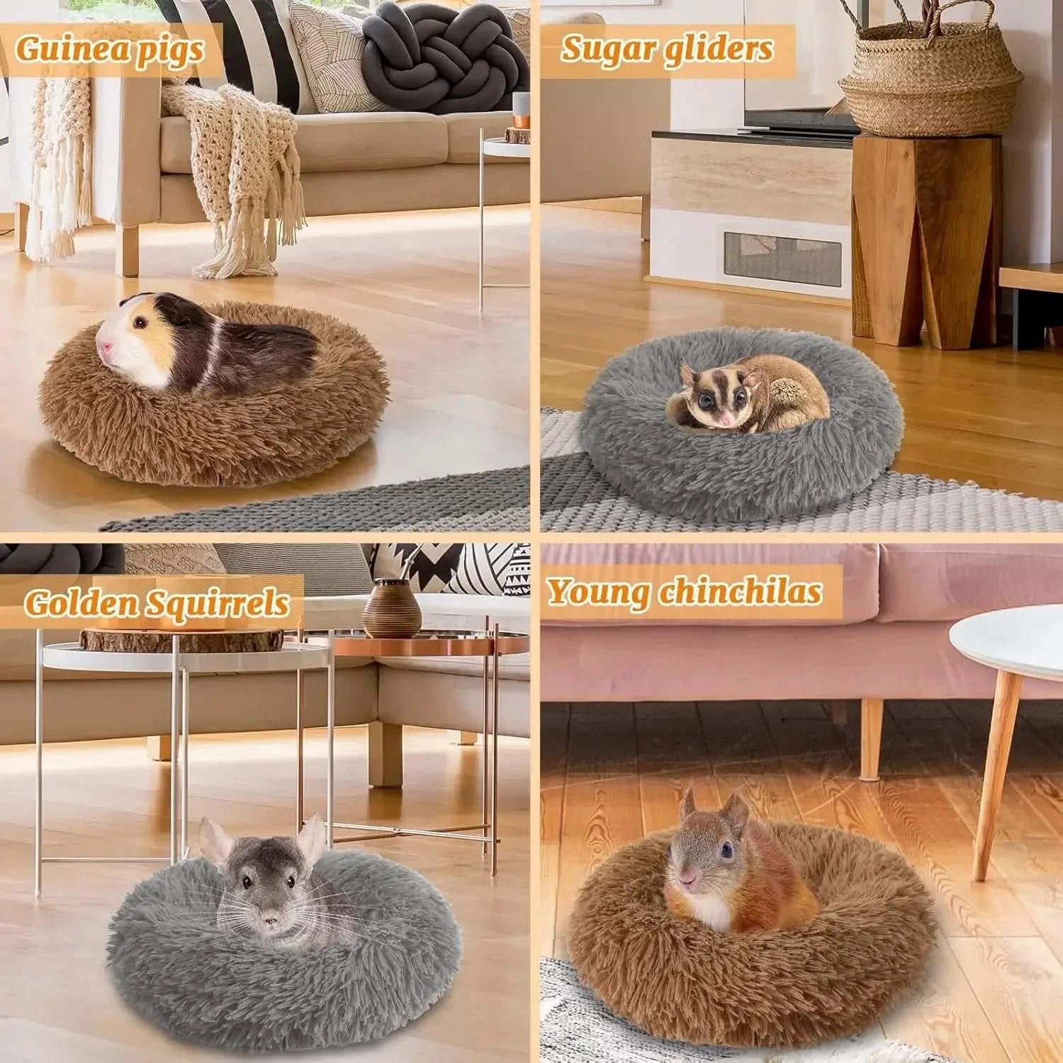 2-Pack Plush Warm Small Pet Beds for Guinea Pigs, Hamsters, Rabbits, Ferrets - 2cuddly