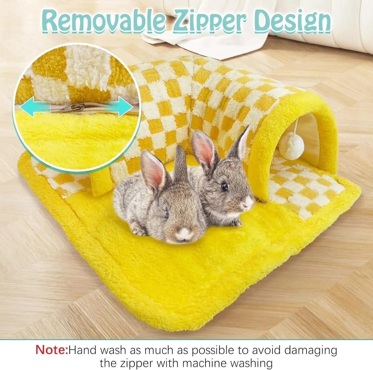 Cozy Removable Guinea Pig Tunnel Bed with Non-Slip Bottom for Small Animals