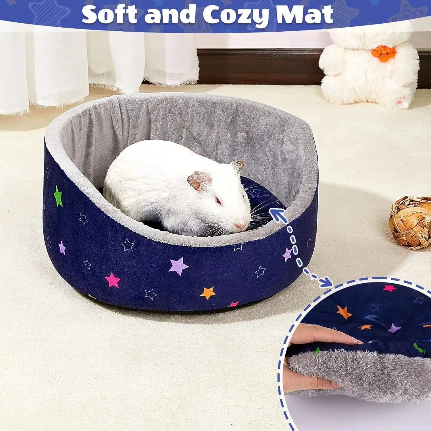 Glittme Soft Plush Machine Washable Small Pet Cuddler Bed with Removable Mat