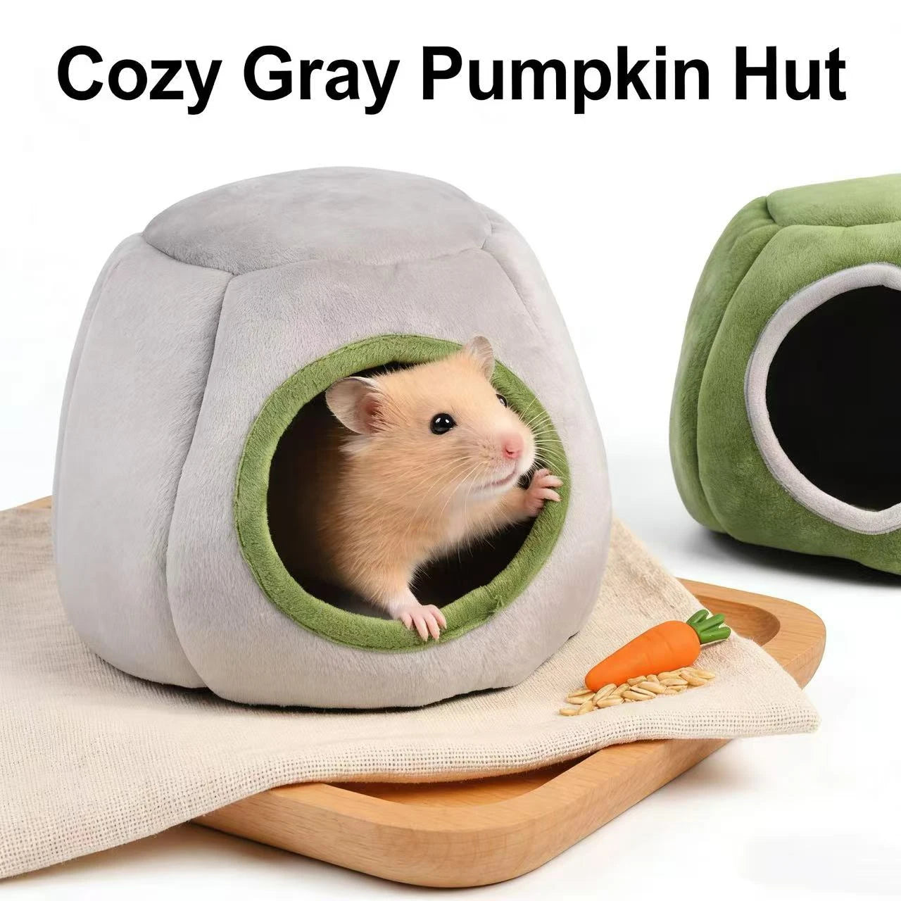 Comfort Hide Rest Hamster Nest for Hamsters - Multi-Shape Plush Material Gray/Green 2 Colors