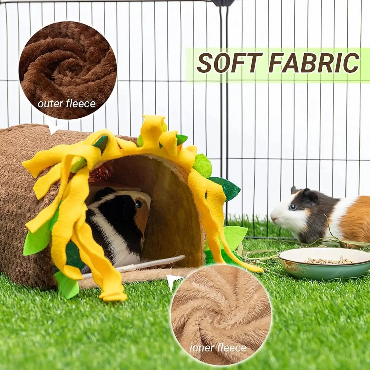 Cozy Fleece Small Animal Tunnel Hideout: Warm Plush Bed for Guinea Pigs