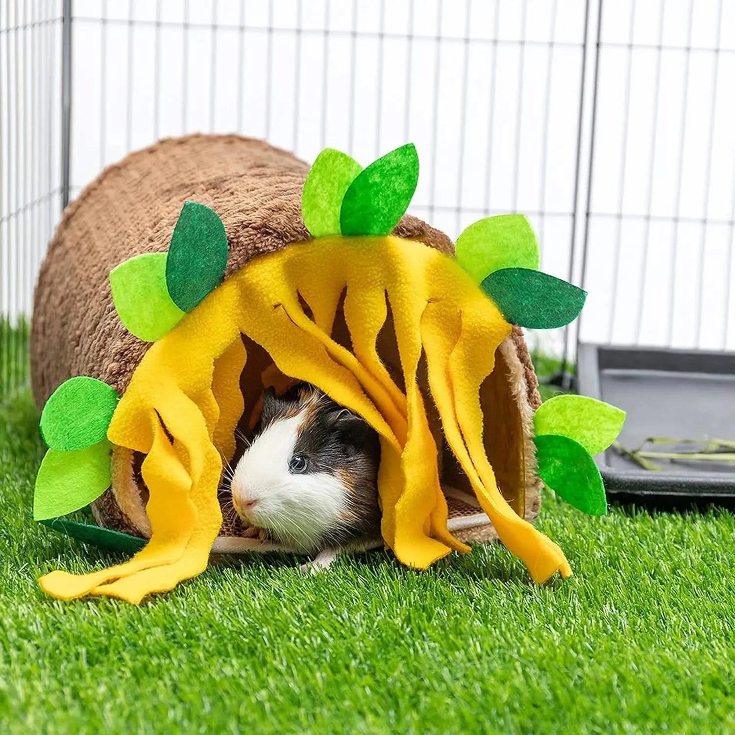 Cozy Fleece Small Animal Tunnel Hideout: Warm Plush Bed for Guinea Pigs