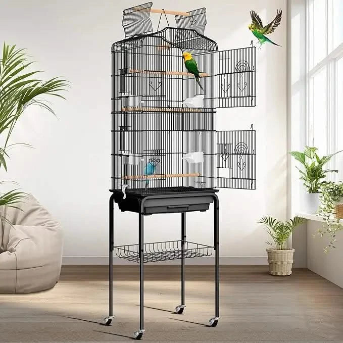 VIVOHOME 64-Inch Play Top Bird Cage: Rolling Stand for Parrots, Conures