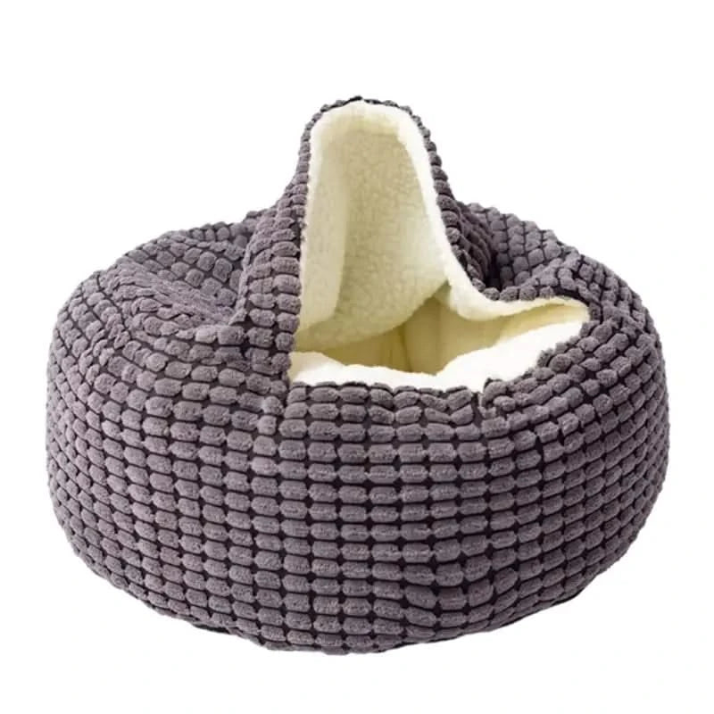 Super Soft Plush Round Pet Cave Bed for Deep Winter Sleep
