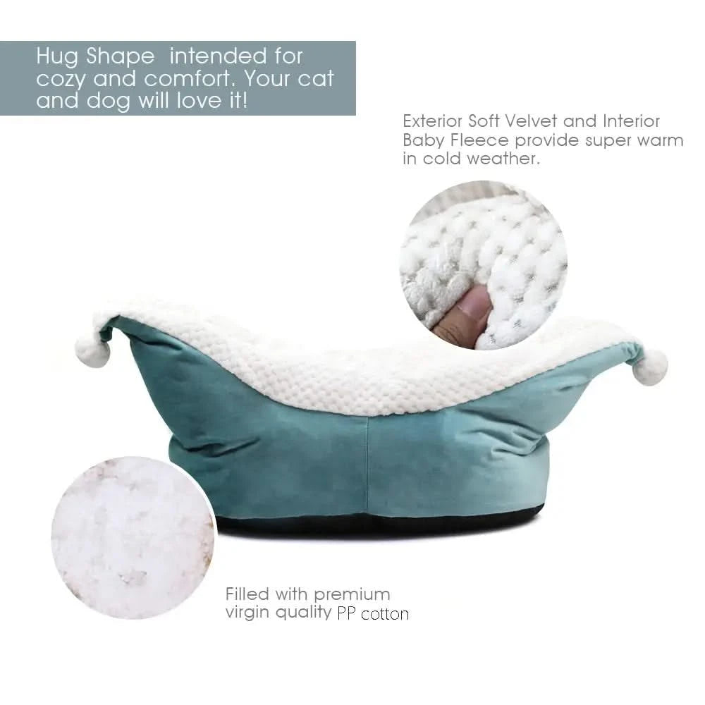 Cozy Deep Sleep Boat-Shape Pet Bed for Small Dogs and Cats