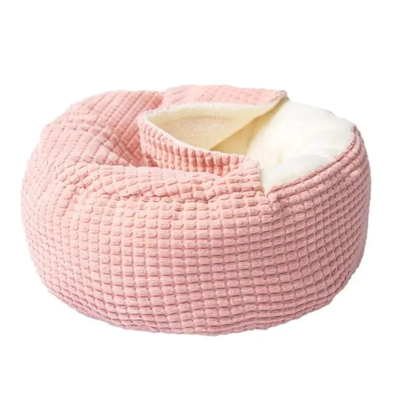Super Soft Plush Round Pet Cave Bed for Deep Winter Sleep
