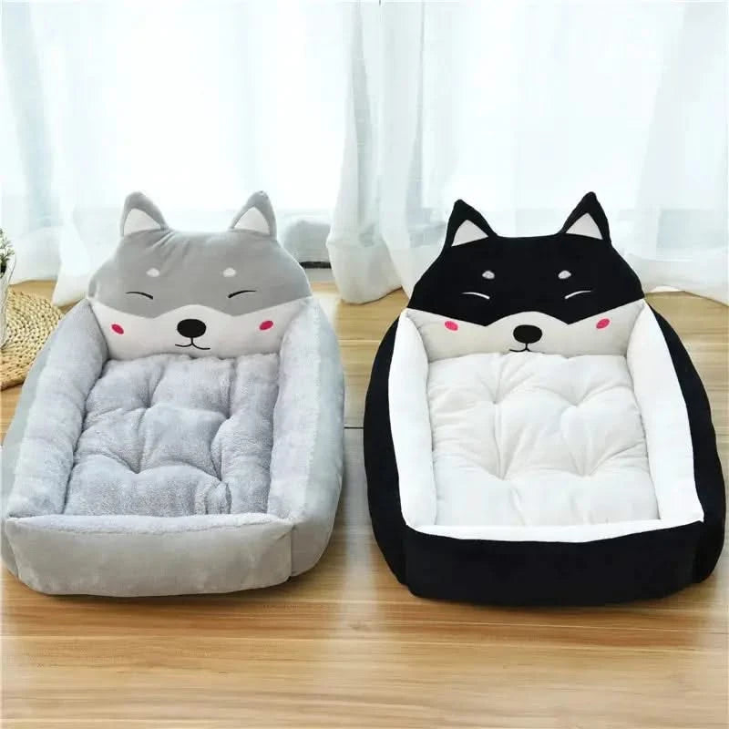 Cozy Animal Shape Plush Dog Bed - Warm, Anti-Stress Kennel Sofa