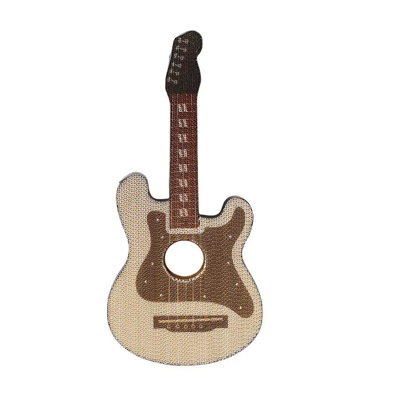 Guitar-Shaped Cat Scratcher: Claw Grinding & Rest, Wear-Resistant, No Litter (White-Black)