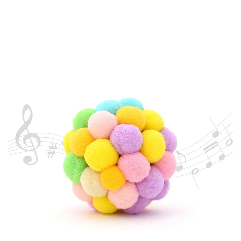 Interactive Bouncing Cat Toy: Colorful Pom-Pom Ball, Soft Multi-Color Design