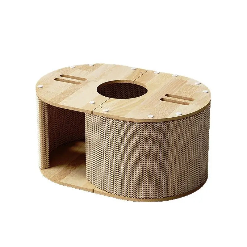 Multi-Functional Cat Scratcher: Corrugated Surface, Hideaway, Wooden Design
