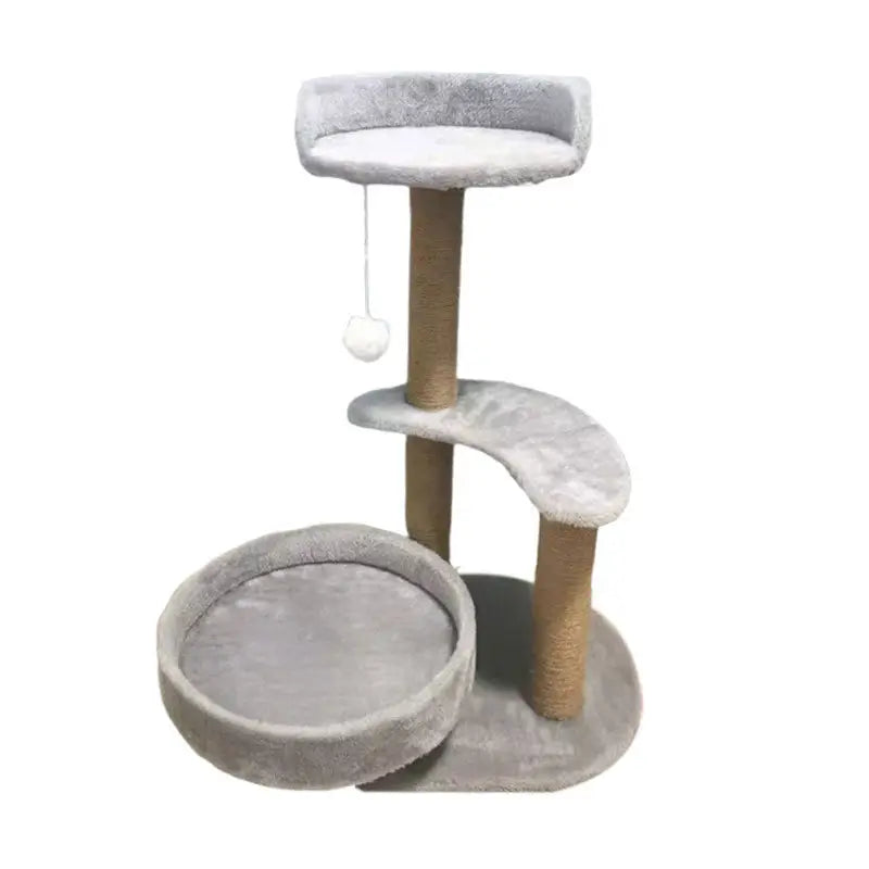 Multi-Level Cat Scratcher Tree: Rest & Scratch, Interactive Toy, Sisal Posts (Gray)