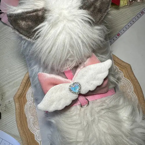 Escape-Proof Cat Harness: Angel Wing & Rhinestone Accent, Princess Style