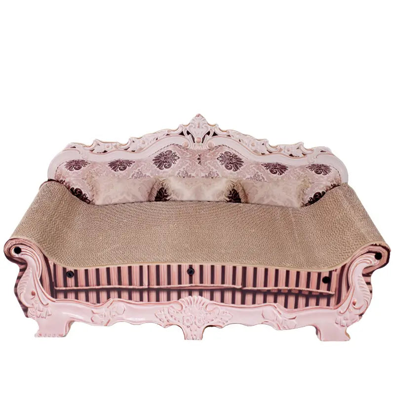 Luxury Sofa Cat Scratcher: Decorative Design, Durable Surface, Pet-Friendly (Pink-Beige)
