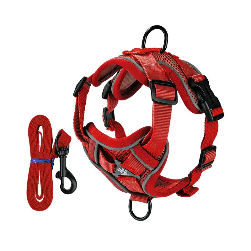 Reflective Escape-Proof Cat Harness & Leash: Breathable Mesh, Adjustable Fit (Red)