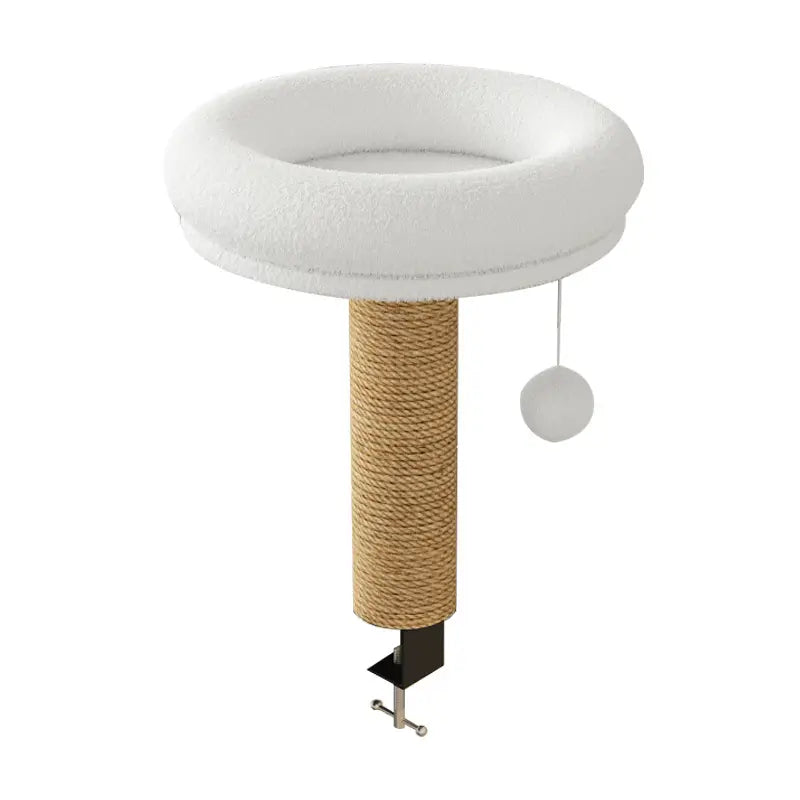 Table-Mounted Cat Scratcher: Rest & Scratch, Interactive Toy, Space-Saving (White-Beige)