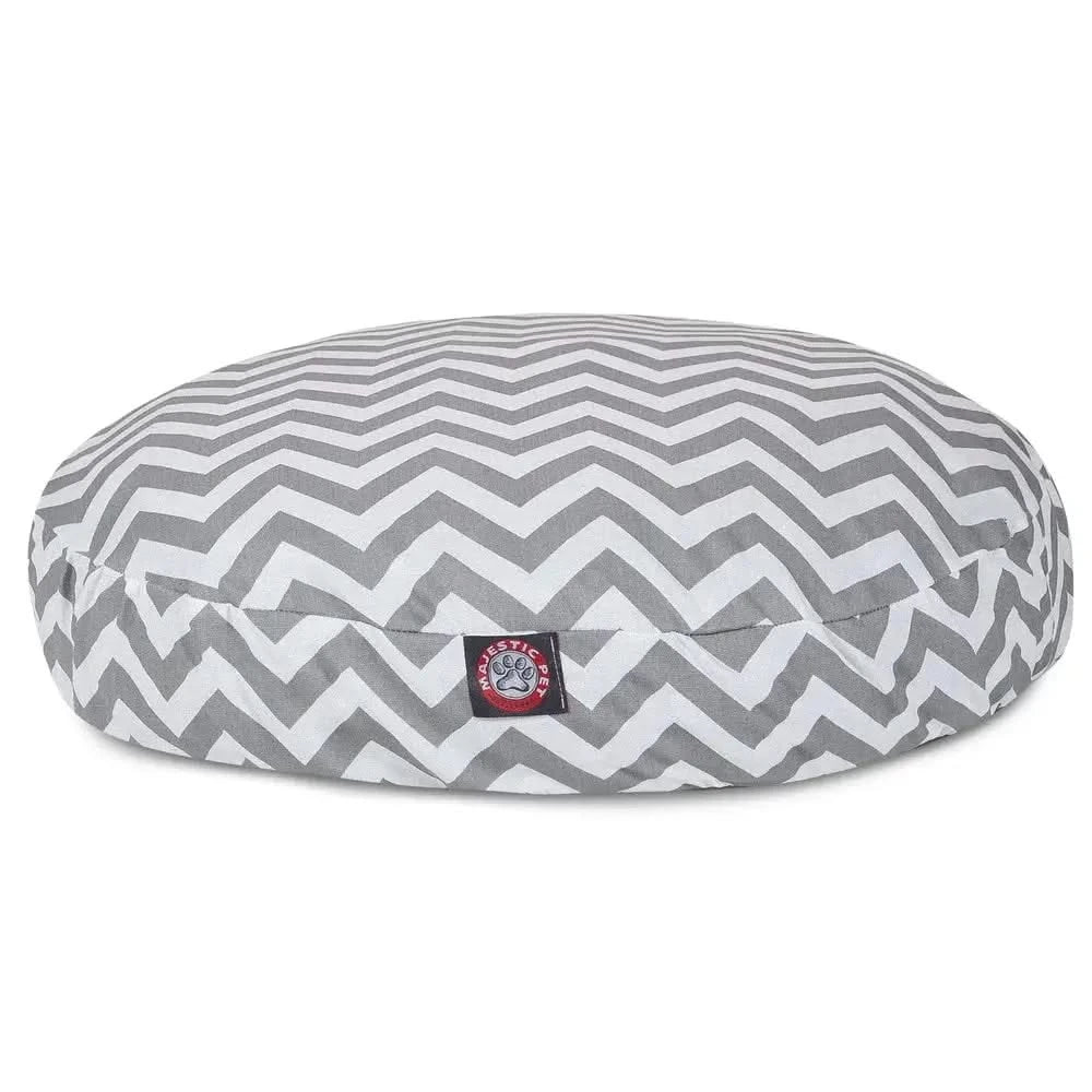 Premium Chevron Round Pet Bed for Dogs - Durable Outdoor Water-Resistant Washable Comfort