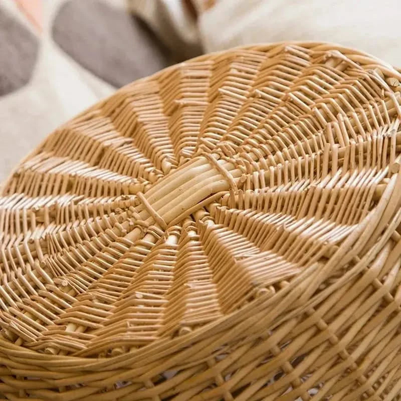 Eco-Friendly Handwoven Rattan Cat House, Durable Wicker Pet Nest with Thick Cushion